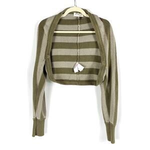 Nicholas Alcina Shrug Knit Cardigan Sweater Green Stripe Long Sleeve Sz M